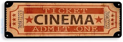 Admit One Movie Ticket Sign Carnival Cinema Sign Movie Theater Tin Sign D181 • $8.45