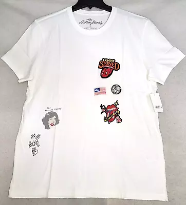 Lucky Brand Rolling Stones Shirt Adult Large L White Casual Patch Music Mens Nwt • $22.88