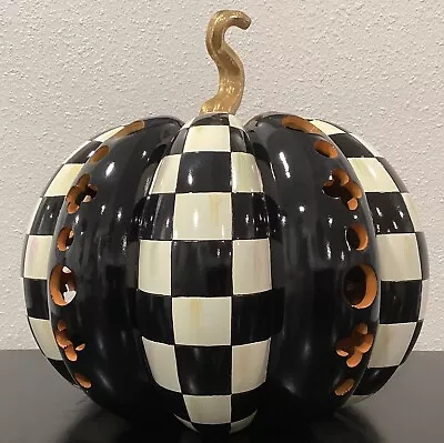 Mackenzie Childs Cutout Illuminated Pumpkin Short Courtly Stripe Resin 12  X 13  • $179.99