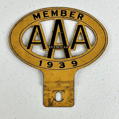 Vintage 1939 New York State AAA Member License Plate Topper Badge • $89.99