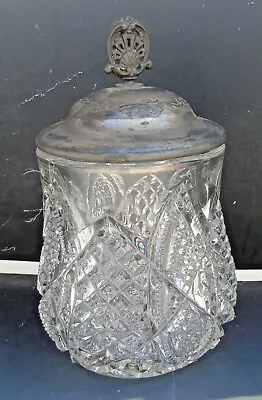 Antique EAPG Jelly Jar W/ Metal Lid Clear Glass • $24.99