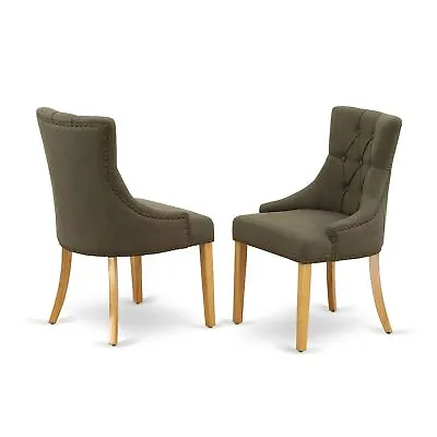 Set Of 2 Chairs FRP4T20 Friona Parson Chair With Oak Leg And Linen Fabric Dar... • $201.35