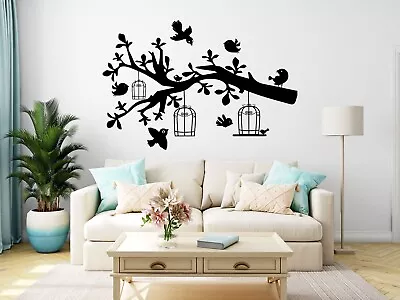 Birds Wall Sticker Tree Branch Love Decal Living Room Window Bedroom Vinyl Art • £14.69