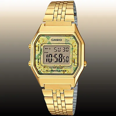 Casio LA-680WGA-9C Ladies Gold Tone Digital Watch Floral Gold Mid-Size New • $91.25