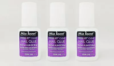 Mia Secret Strong Jet Clear Nail Glue W/ Calcium & Vitamin E 8g (340) X 3 • $14.42