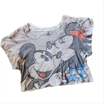 EUC Disney Parks Mickey & Minnie Mouse Crop Top Tee Shirt • $12.60