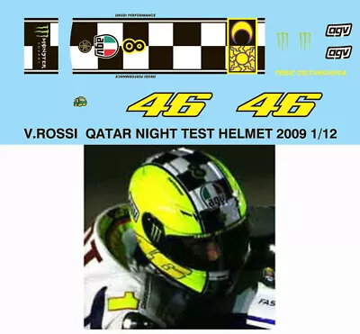 1/12 Valentino Rossi 2009 Qatar Night Test Helmet Decals Tb Decal Tbd39 • £7.20