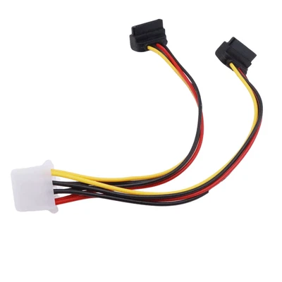 £2.99 • Buy 4 Pin Molex IDE Male To 2x SATA Female Right Angle HDD Power Y Splitter Cable