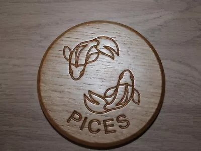 Solid Oak Wooden  Zodiac Coasters • £8