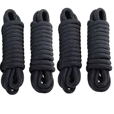 4Pcs 5/8 Inch 25 FT Double Braid Nylon Dockline Dock Line Mooring Rope Black • $51.99