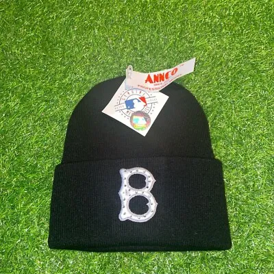 MLB Brooklyn Dodgers Team Black Stone Logo Cuffed Retro Knit Beanie Hat Cap • $18