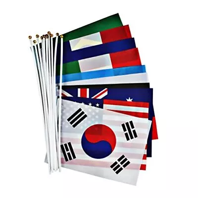 LIOOBO 40 Countries International World Stick Flag Hand Held Small Mini Pennant  • £12.74