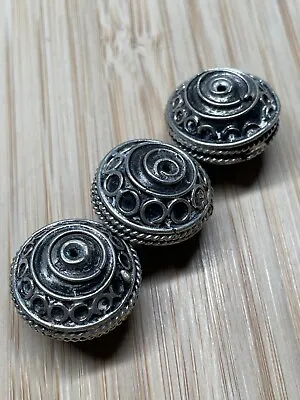 African Trade Beads (3) Old Metal Silvered Bicone Large • $14.99