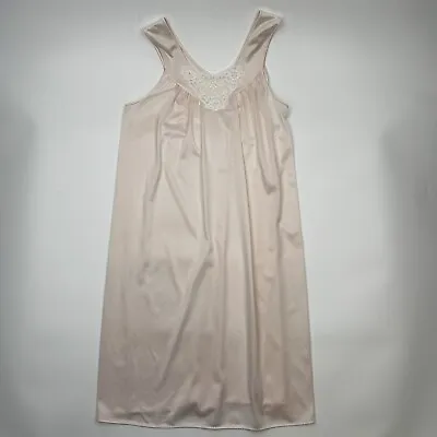 LORRAINE Vintage Pink Babydoll Nylon Lace Nightgown Womens Small Made In USA • $28.49
