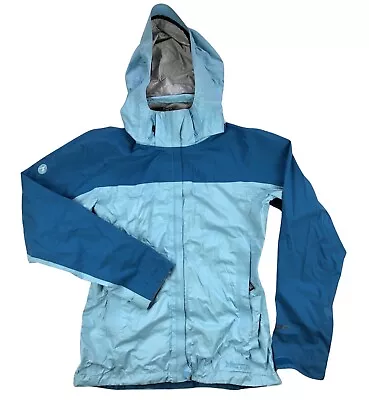 Marmot Precip Womens Small Blue Rain Jacket Full Zip Hooded Shell • $29.95