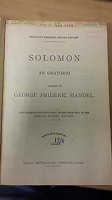 Handel: Solomon: Vocal Music Score • £6