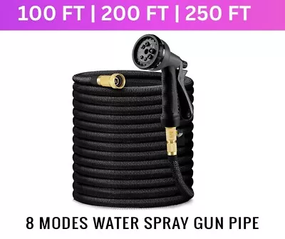 Expandable Garden Hose Pipe Anti Kink With 8 Function Water Spray Gun Magic Hose • £27.95