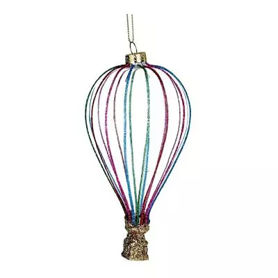 £6.99 • Buy Gisela Graham - Clear Glass Glitter Ribbed Hot Air Balloon