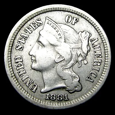 $40 • Buy 1881 Copper Nickel Three Cent Piece 3cp ---- Nice Type Coin ---- #TT915