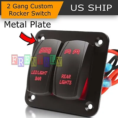 2-Gang 5Pin Car Marine Boat Waterproof Rocker Switch Panel Circuit Breaker Red • $14.95
