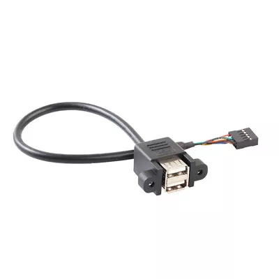 USB-A 2.0 Dual Female To Motherboard 9 Pin Header Cable With Screw Panel • £5.95