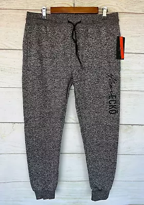 Joggers Mens Marc Ecko Cut & Sew Size Large Marled Black Fleece Pants New • $29.66