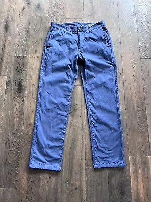 BONOBOS Mens Slim Slate Blue Flannel Lined Straight Leg Chinos Pants Size 29/30 • $27