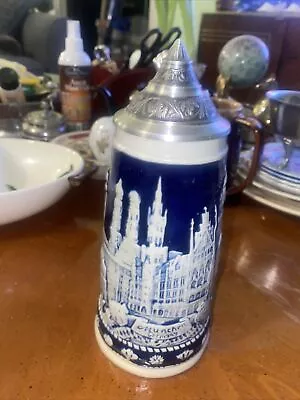 Munich München  Beer Stein Blue Salt Glazed Made In Germany 8” • $19.99