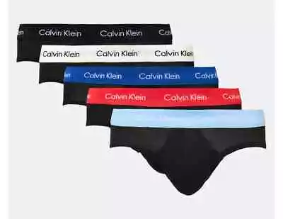 CALVIN KLEIN Men's Cotton Stretch Hip Briefs CK Underwear Black 5-Pack Gift • $87.95