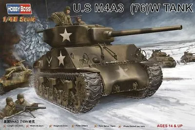 Hobbyboss 1:48 Scale Model Kit  - US M4A3 (76) W Tank 	 HBB84805  • £16.85