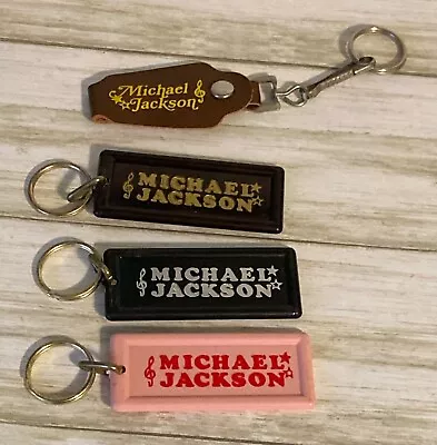 Michael Jackson Lot Of 4 Vintage KeyChains Key Chains Acrylic & Leather  • $15