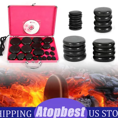 20Pcs Hot Stone Massage Kit Volcanic Basalt Stone Rock SPA Massager + Warmer Box • $38