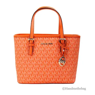 Michael Kors Jet Set Poppy Signature XS Carryall Top Zip Tote Bag Purse • $119