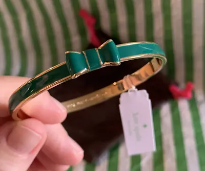 New Kate Spade 2014 Take A Bow In EMERALD GREEN Gold Plated Bracelet BANGLE • $109.51