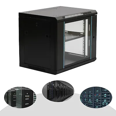 9U Wall Mount Server Rack Cabinet Enclosure Glass Door Lock Server Data Cabinet  • £97