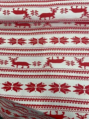 £2.99 • Buy Cotton Blend Viscose Jersey Printed Stretch Fabric 150cms Wide Christmas