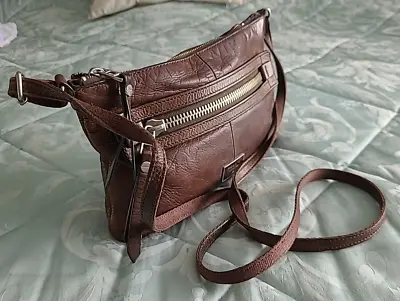 Vintage  Fossil 100% Brown   Leather Small  Shoulder/ Across Body Bag • £15