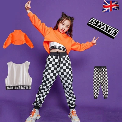 £11.99 • Buy Kids Street Dance Costume Girls Jazz Hip Hop Dance Clothes Performance Outfits