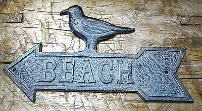 Cast Iron BEACH ARROW SEAGULL Plaque Sign Nautical Wall Pool Decor BOAT HOUSE  • $6.99