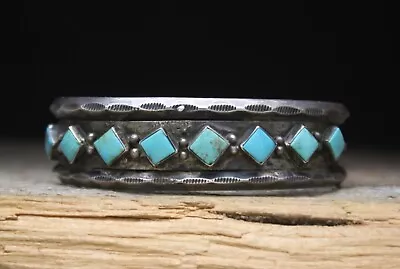 Vintage Native American Navajo Turquoise Sterling Silver Cuff Bracelet • $225