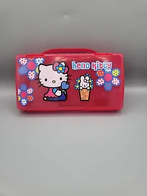 Vtg Sanrio Hello Kitty Hot Pink Pencil Case XL 2003 Bunny Flowers Easter Rabbit • $45