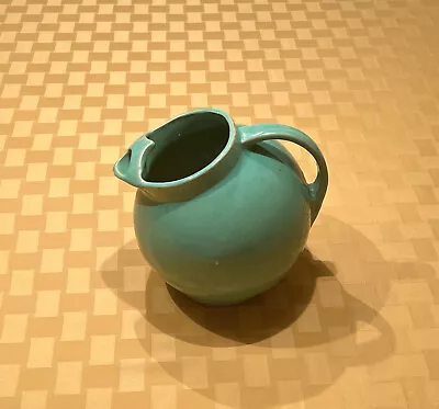 Vintage Mid-century McCoy Pottery Green Ball Tilt Pitcher With Ice Lip • $62