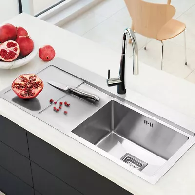 Large Deep Single Bowl Square Stainless Steel Kitchen Sink Undermount/Inset Sink • £119.95