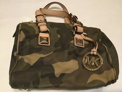 EUC Michael Kors Green Camouflage Purse Grayson Great Condition W Bag • $110