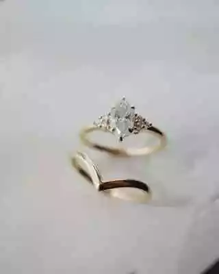 925 Sterling Silver 2.00 Ct Marquise Simulated Diamond Wedding Bridal Ring Sets • $103.81