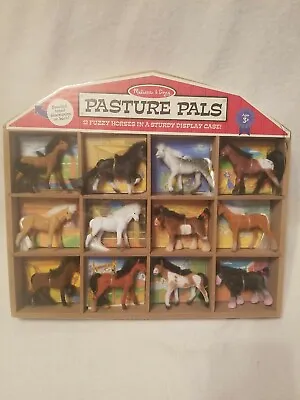 New Melissa & Doug's Pasture Pals 12 Fuzzy Horses With Wooden Display Case • $18
