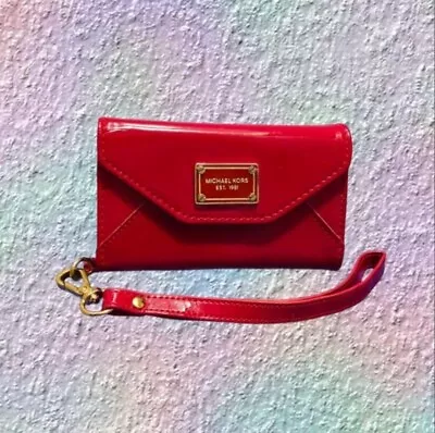 Michael Kors Women's Wallet Case Red Patent Leather Wristlet IPhone 4 Clutch  • $29.99