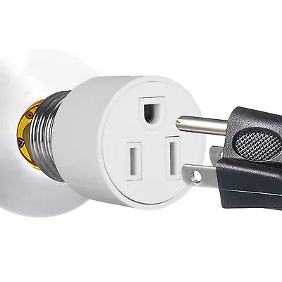 E26/E27 3 Prong Light Socket To Plug Adapter Polarized Screw In Outlet  • $8.27