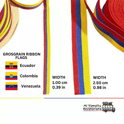 Ecuador Colombia Venezuela Flag Grosgrain Ribbon. Craft Supply Ornaments • $10