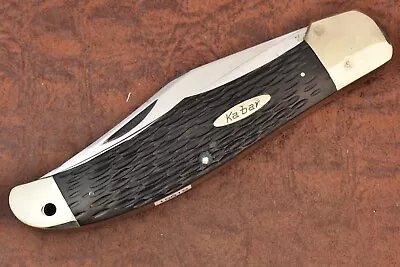 Vintage Kabar Made In Usa Jigged Black Delrin Jumbo Folding Hunter Knife (15619) • $132